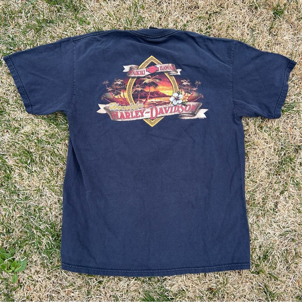 Harley Davidson Men's Large Waikiki Honolulu Hawaii. Crewneck. Beach Palm Trees.